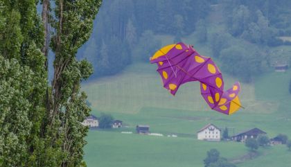 Die in den Himmel steigenden Drachen beim internationalen Familiendrachenfest des HSV Dolomitenfly Lienz am 15. und 16. August 2015 faszinierten wieder Alt und Jung